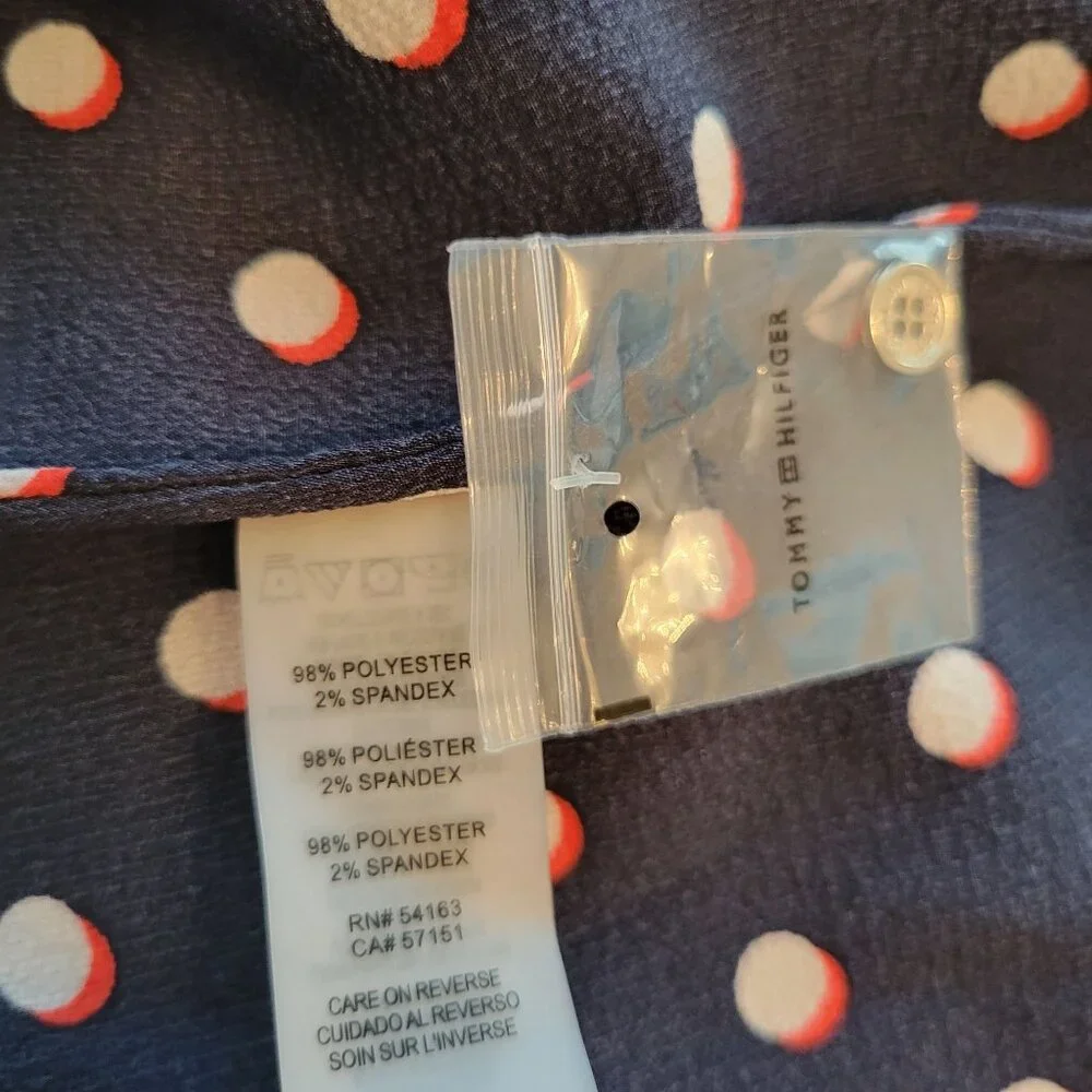 Tommy Hilfiger‎ S Polka Dot Sleeveless Blouse V Neck Camp Shirt